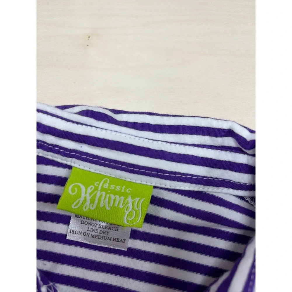 Classic Whimsy Boys Purple White Striped Football Polo Shirt Size 6